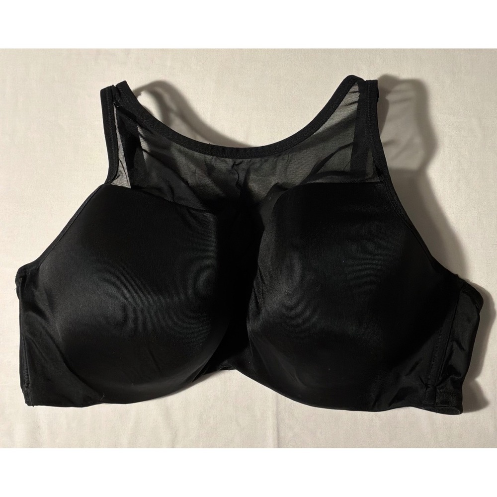 Cacique Black Mesh High Neck Balconette Underwire Bra 40DD 40 DD